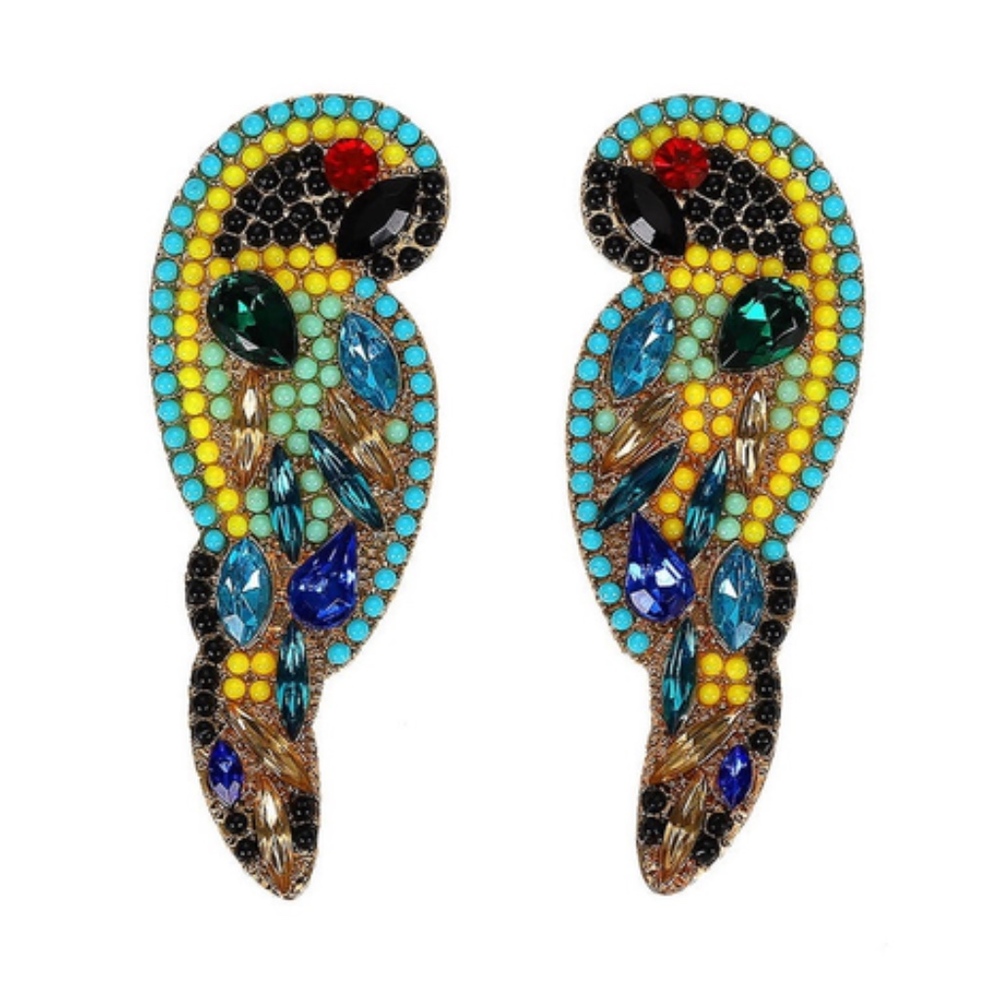 Gold-tone plated crystal bird stud earrings New